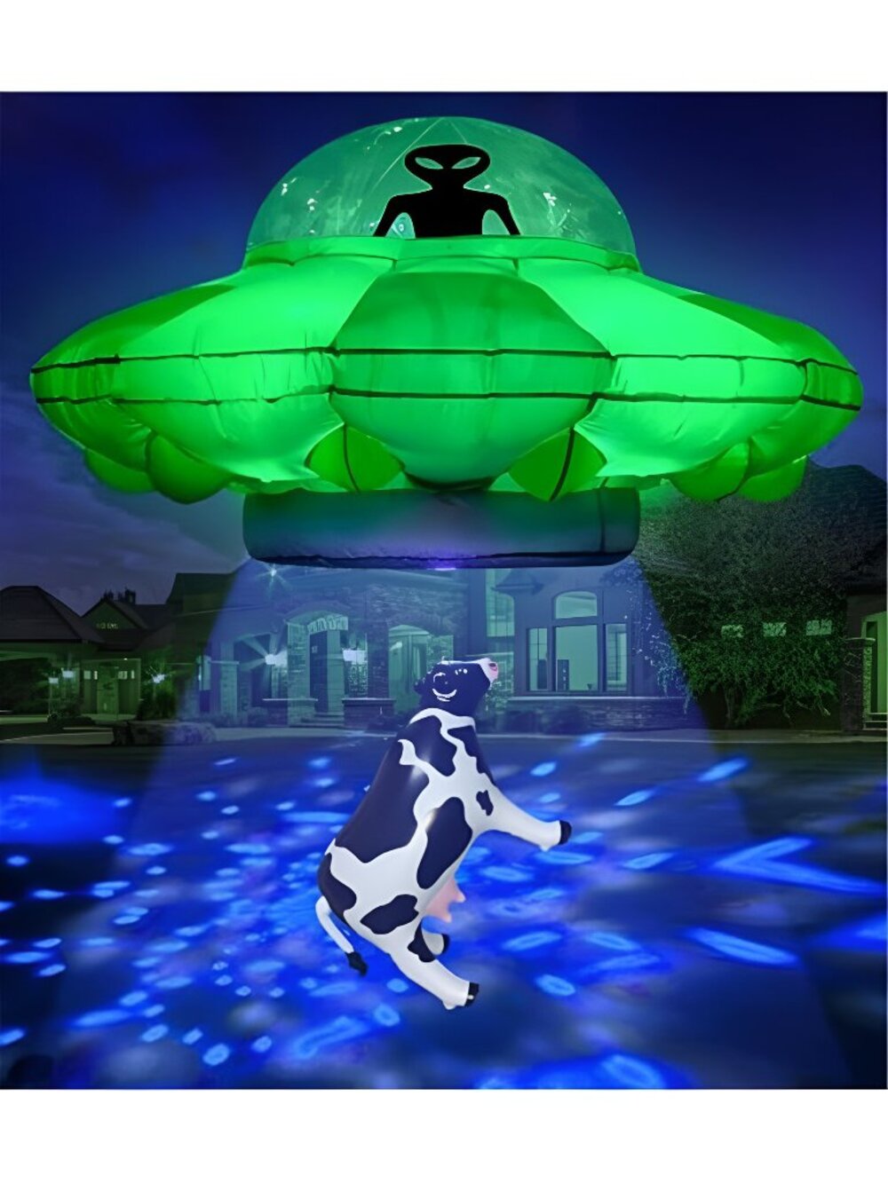 Alien Party Decorations 4.2FT Hanging UFO Cow Abduction Inflatable